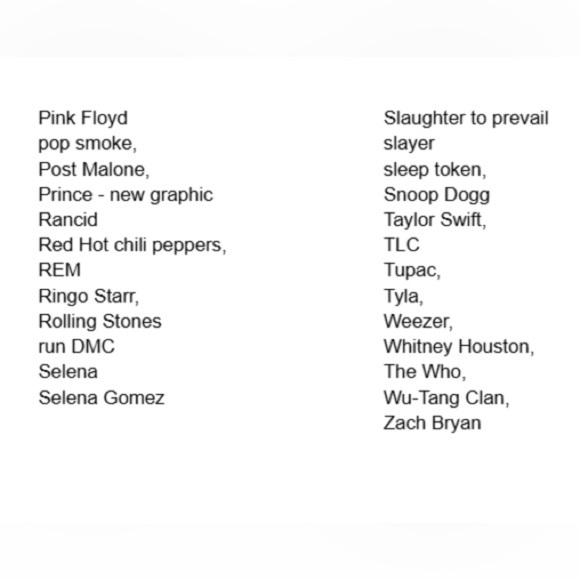 XL Band Tees Inventory List - Picture 3 of 3